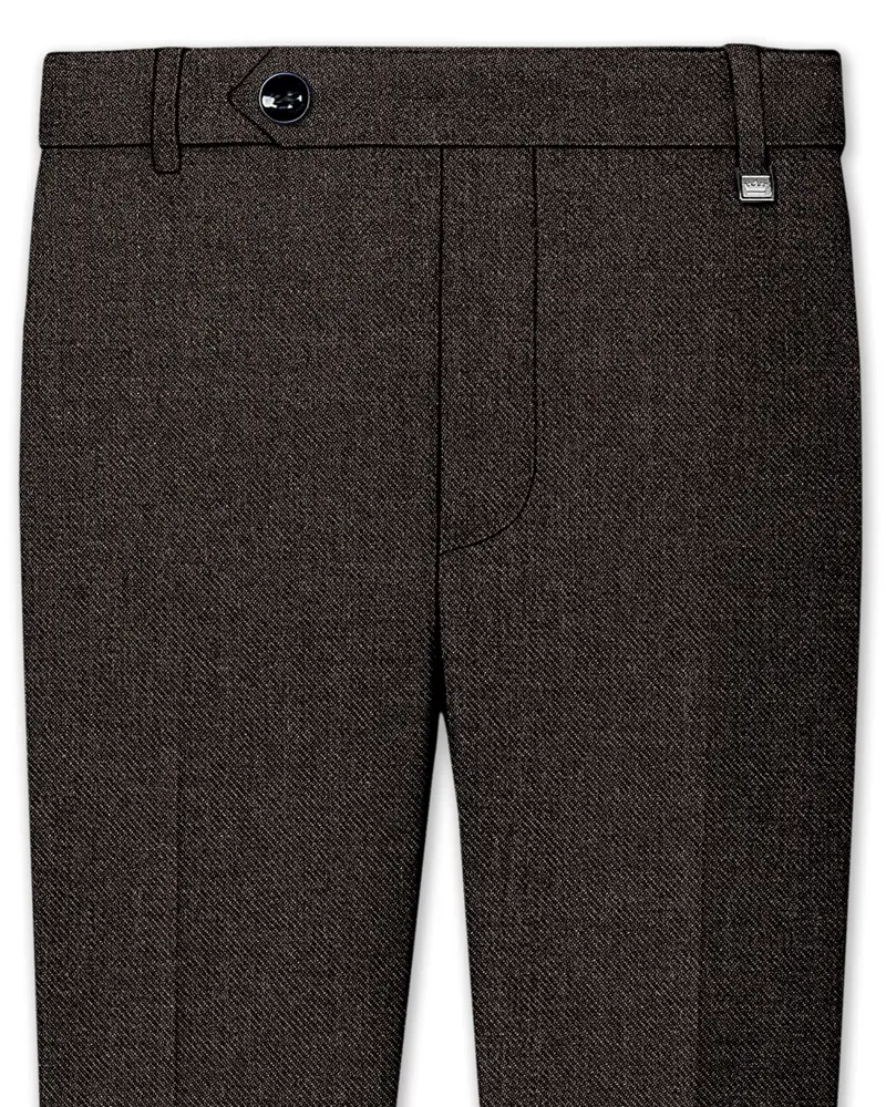 Auregond-Gondola Brown Textured Stretchable Waistband Pant 1