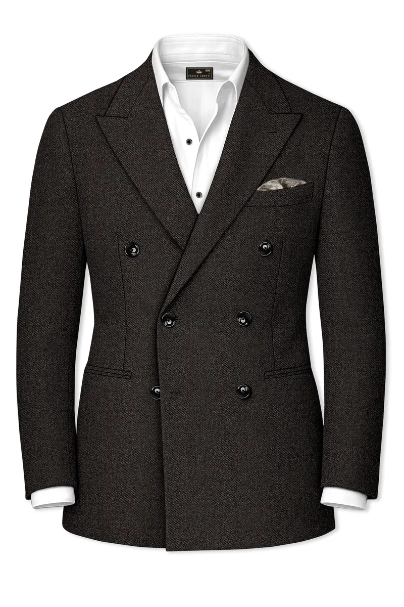 Auregond-Gondola Brown Textured Tweed Double Breasted Blazer 2