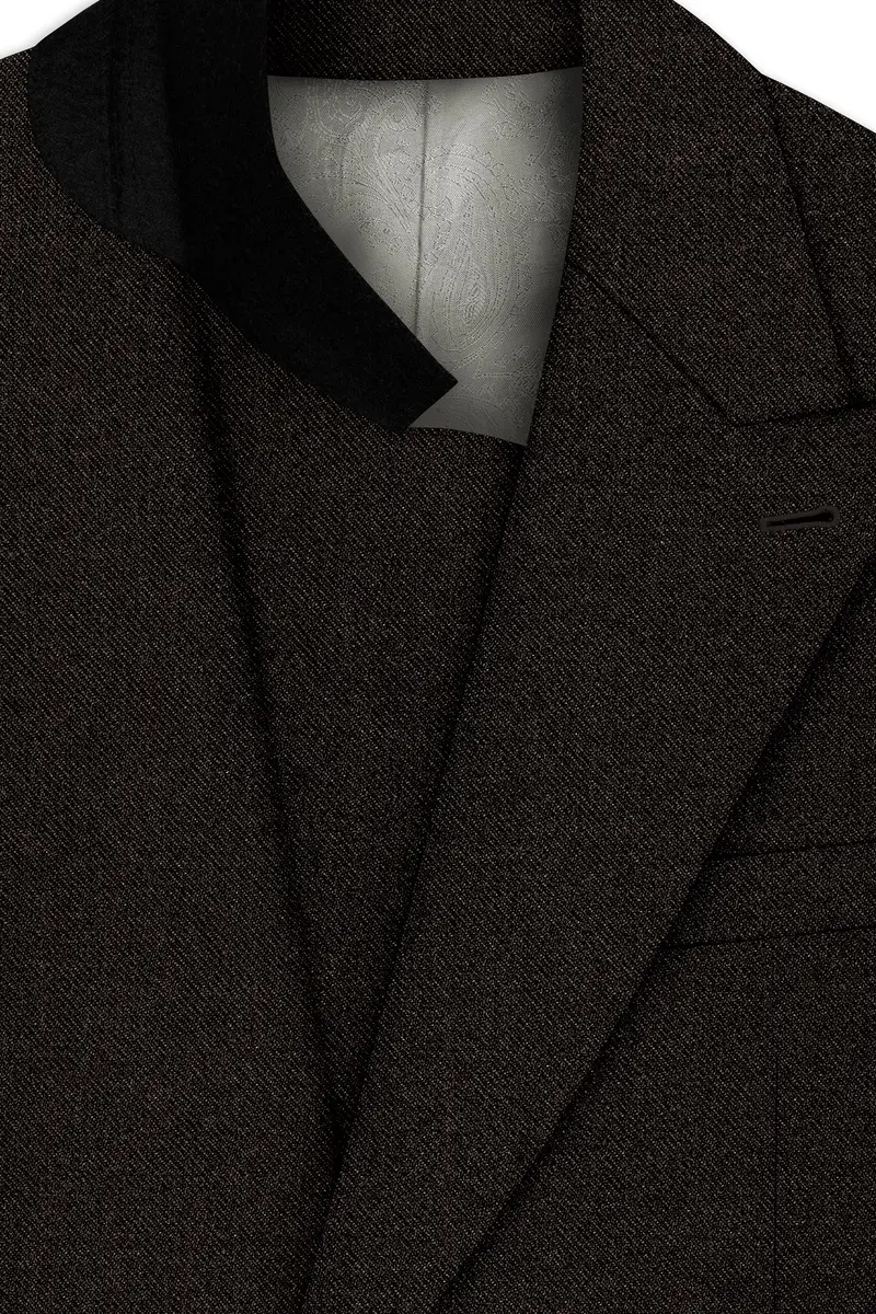 Auregond-Gondola Brown Textured Tweed Double Breasted Blazer 4