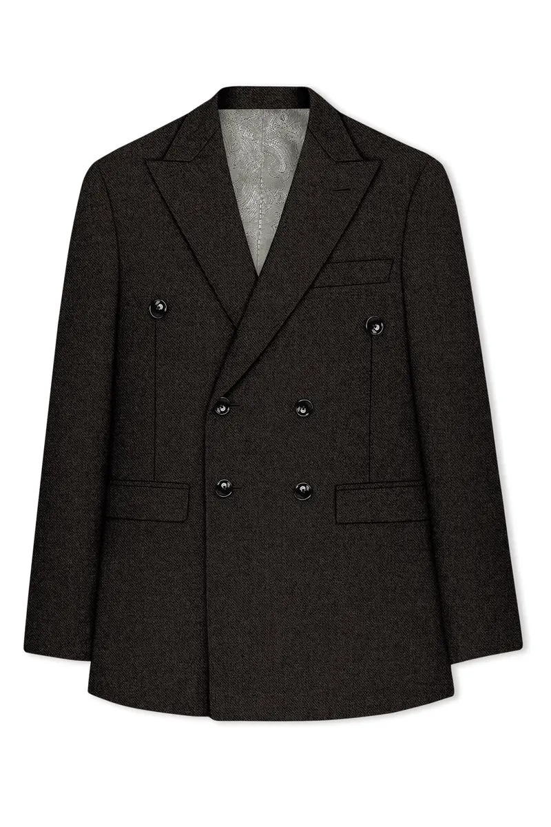 Auregond-Gondola Brown Textured Tweed Double Breasted Blazer 7
