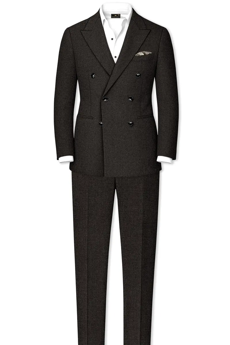 Auregond-Gondola Brown Textured Tweed Double Breasted Blazer 9