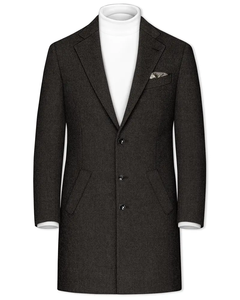 Auregond-Gondola Brown Textured Tweed Single Breasted Overcoat 1
