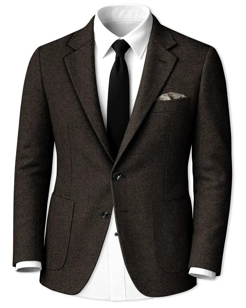 Auregond-Gondola Brown Textured Tweed Single Breasted Sports Blazer 1