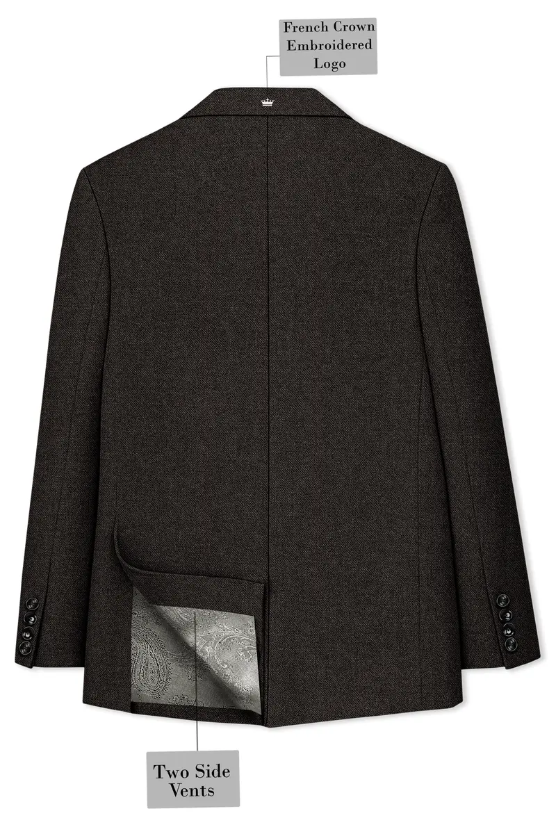 Auregond-Gondola Brown Textured Tweed Single Breasted Sports Blazer 8
