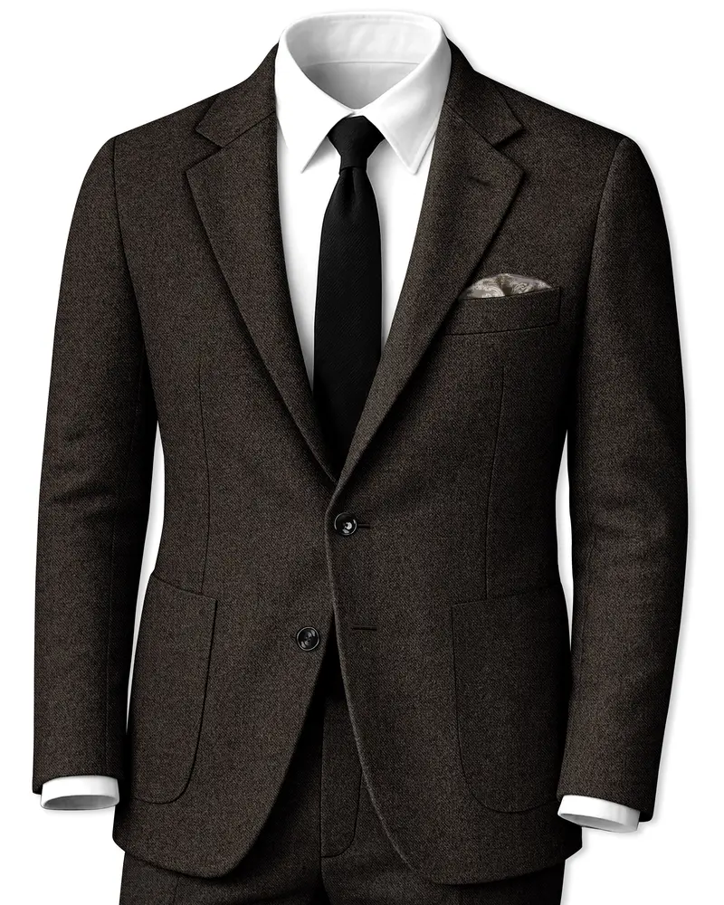 Auregond-Gondola Brown Textured Tweed Single Breasted Sports Suit 1