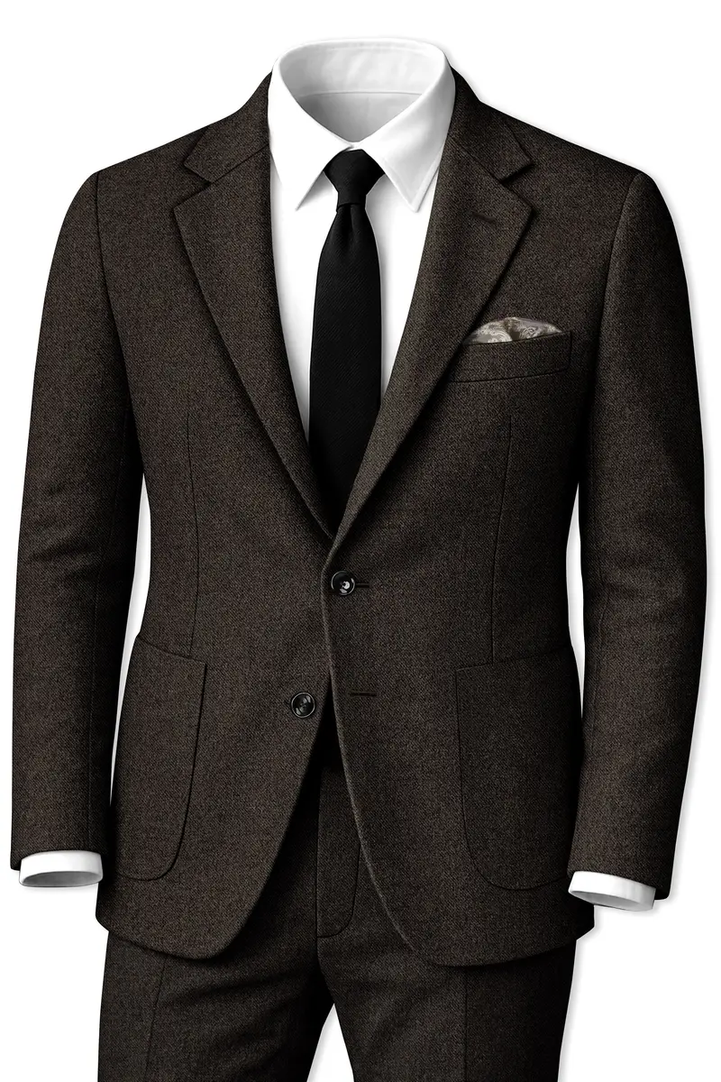 Auregond-Gondola Brown Textured Tweed Single Breasted Sports Suit 2