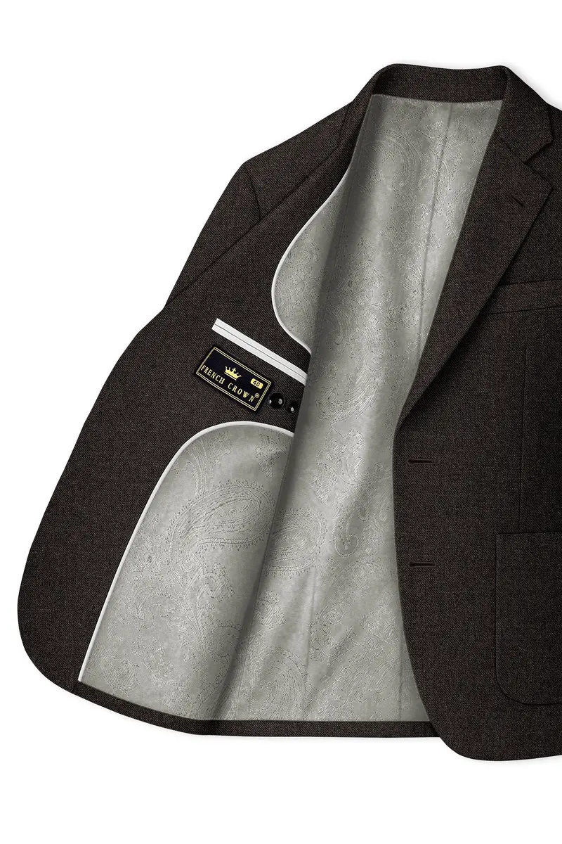 Auregond-Gondola Brown Textured Tweed Single Breasted Sports Suit 6