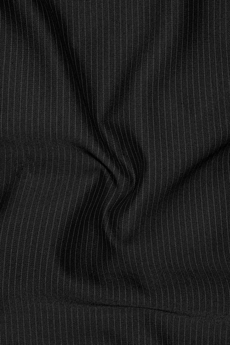 Aurejax-Jade Black Pencil Striped Wool Rich Slight Stretch Cross Placket Bandhgala Blazer 3