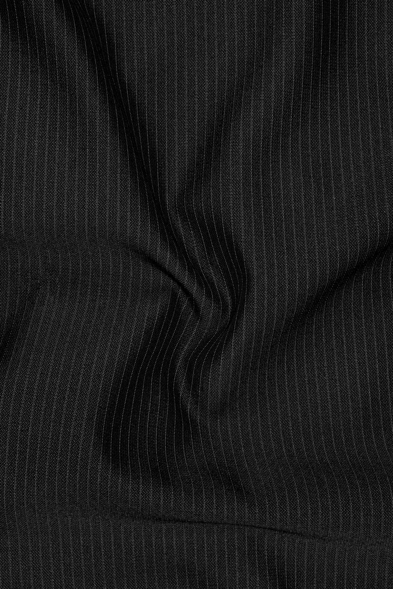 Aurejax-Jade Black Pencil Striped Wool Rich Slight Stretch Single Breasted Blazer 3