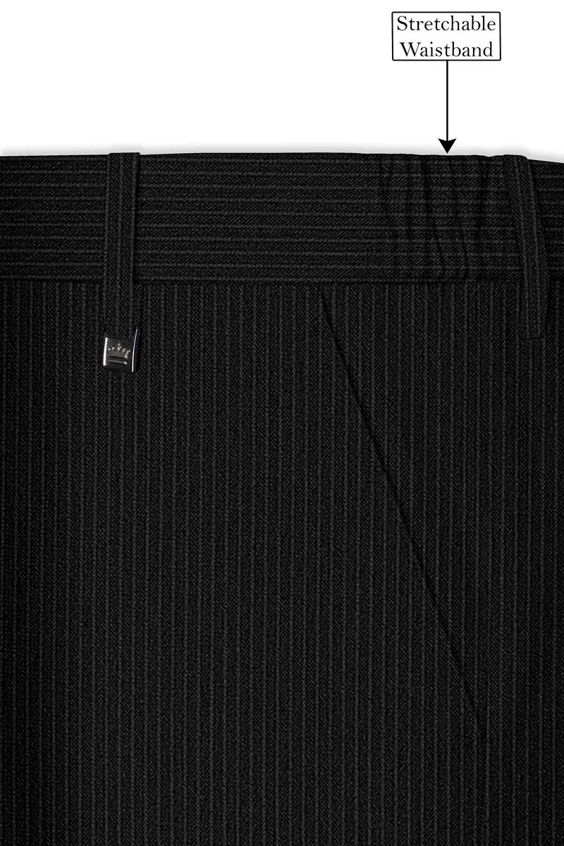 Aurejax-Jade Black Pencil Striped Wool Rich Slight Stretch Single Breasted Suit 15