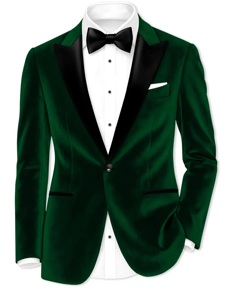 Aurel-Burnham Green Velvet Peak Lapel Tuxedo Blazer 1
