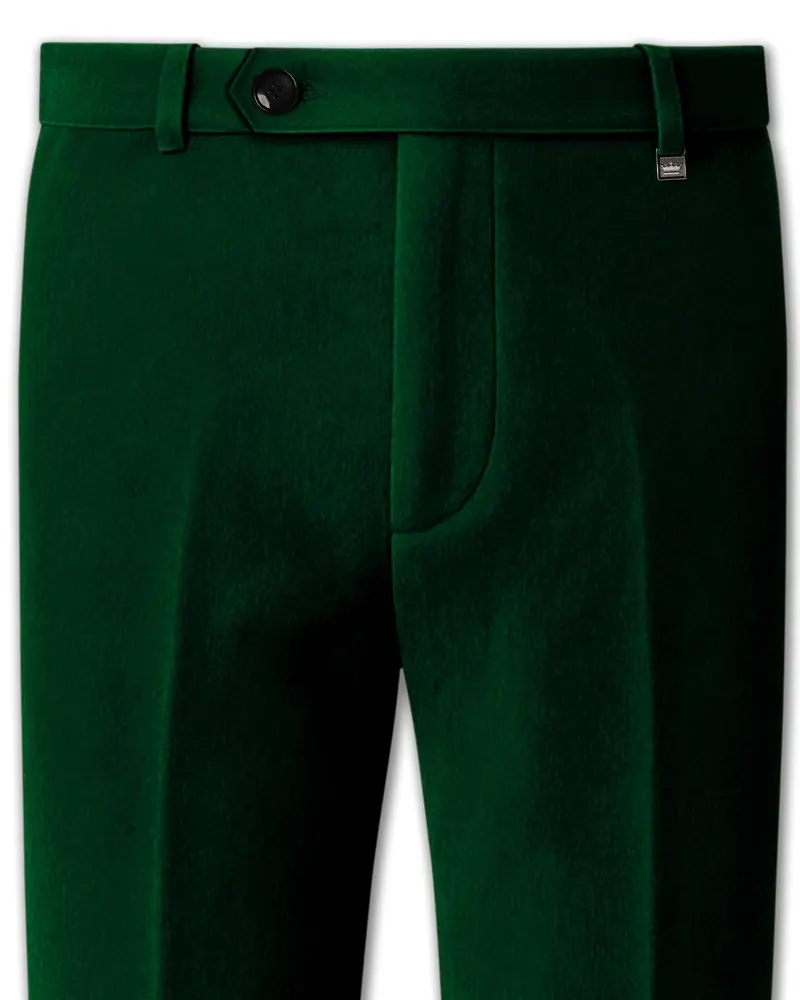 Aurel-Burnham Green Velvet Stretchable Waistband Pant 1
