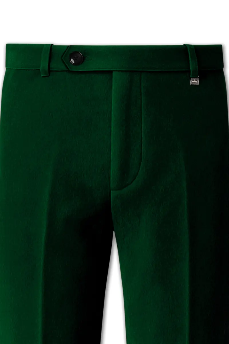Aurel-Burnham Green Velvet Stretchable Waistband Pant 4