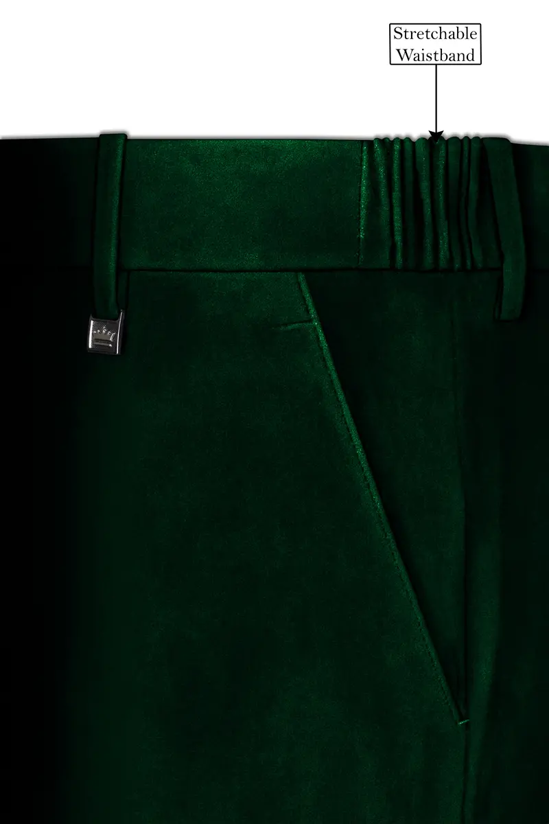 Aurel-Burnham Green Velvet Stretchable Waistband Pant 6