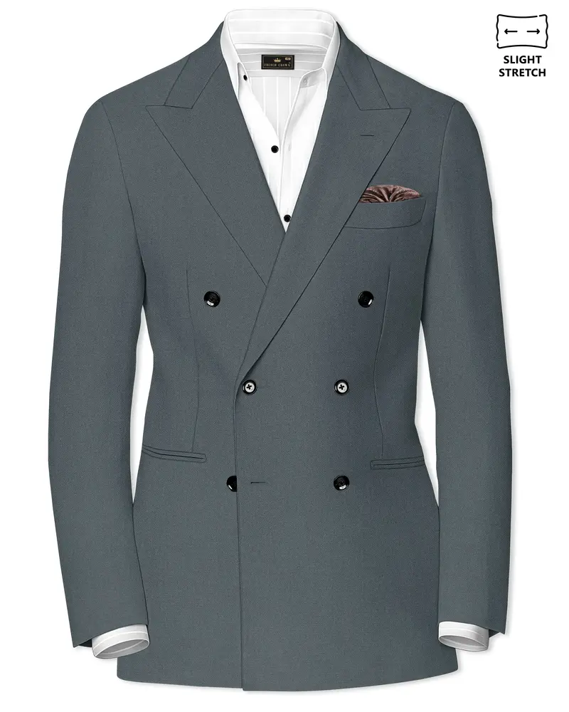 Aurelian-Scarpa Green Diamond Textured Wool Rich Slight Stretch Double Breasted Blazer 1