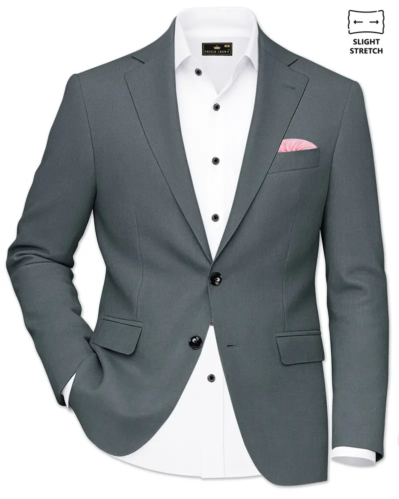 Aurelian-Scarpa Green Diamond Textured Wool Rich Slight Stretch Single Breasted Blazer 1
