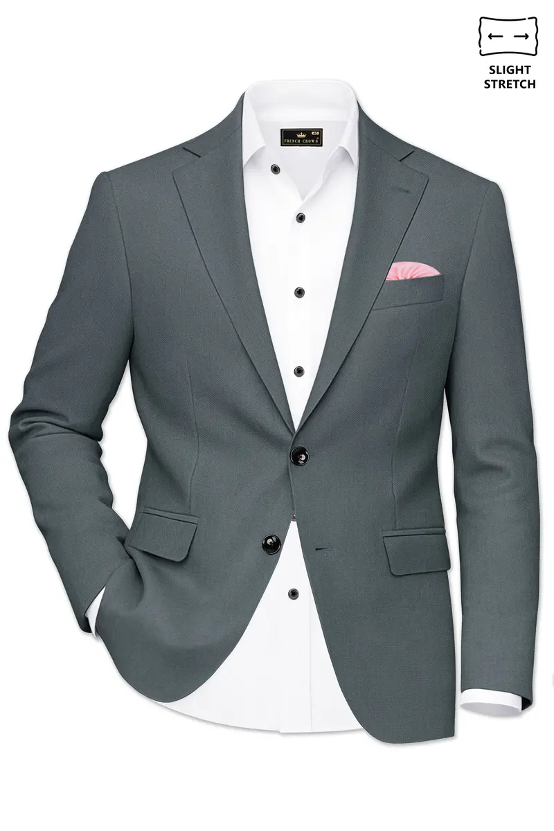 Aurelian-Scarpa Green Diamond Textured Wool Rich Slight Stretch Single Breasted Blazer 2