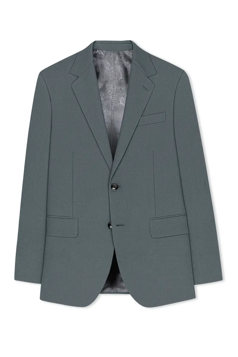 Aurelian-Scarpa Green Diamond Textured Wool Rich Slight Stretch Single Breasted Blazer 7