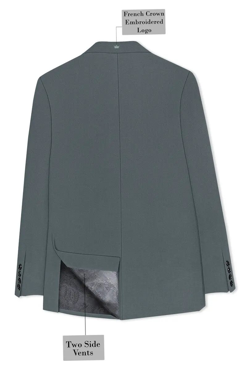 Aurelian-Scarpa Green Diamond Textured Wool Rich Slight Stretch Single Breasted Blazer 8