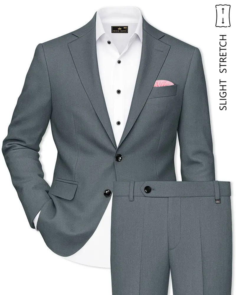 Aurelian-Scarpa Green Diamond Textured Wool Rich Slight Stretch Single Breasted Suit 1