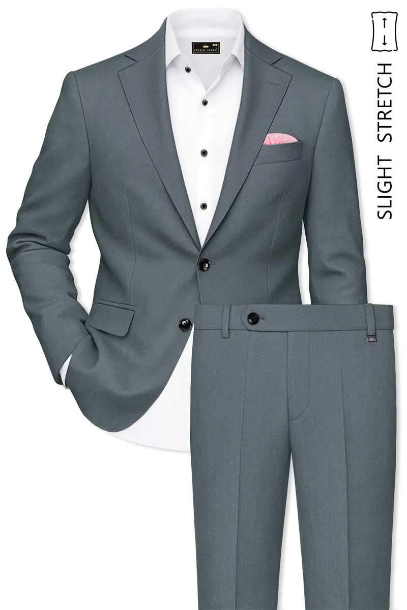 Aurelian-Scarpa Green Diamond Textured Wool Rich Slight Stretch Single Breasted Suit 2