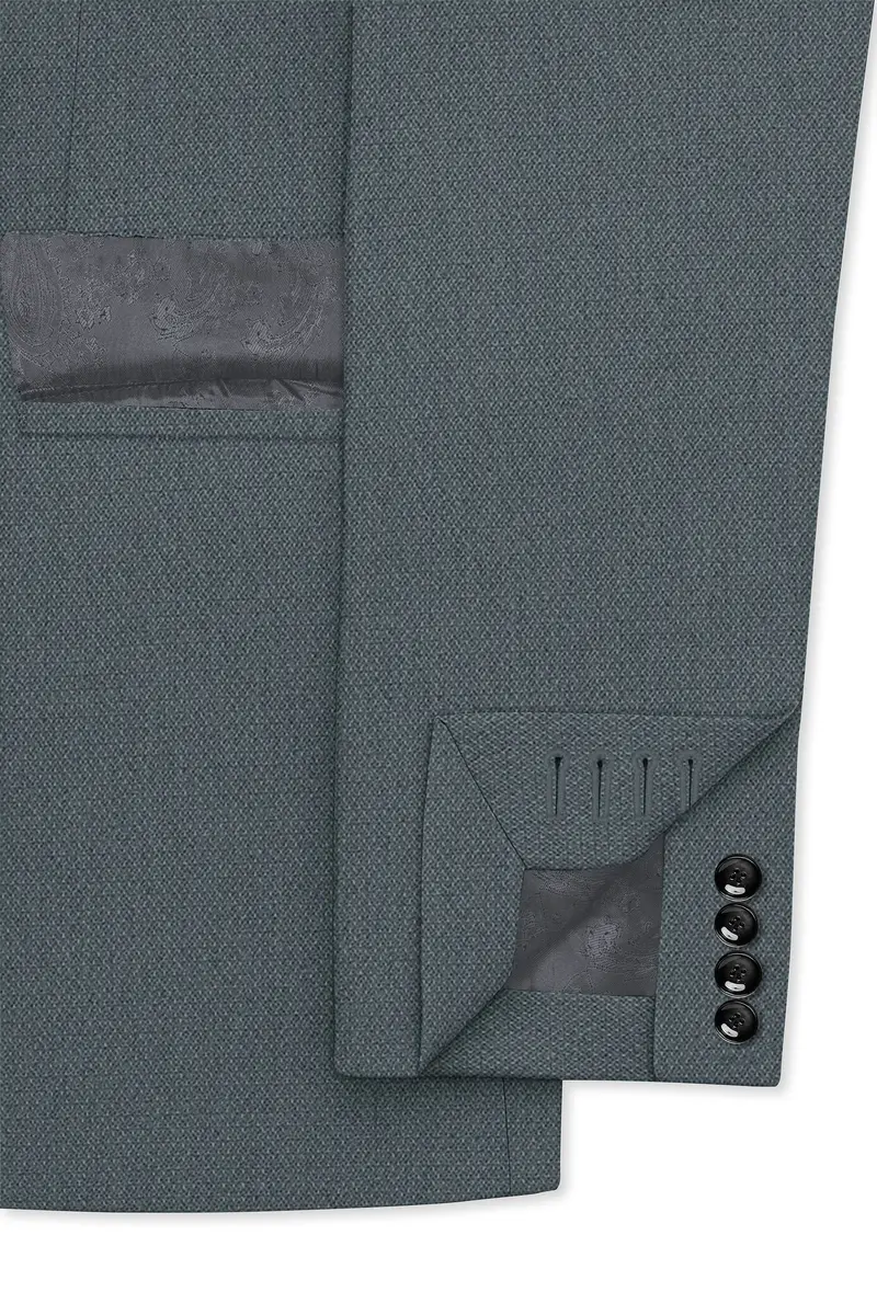 Aurelian-Scarpa Green Diamond Textured Wool Rich Slight Stretch Single Breasted Suit 7