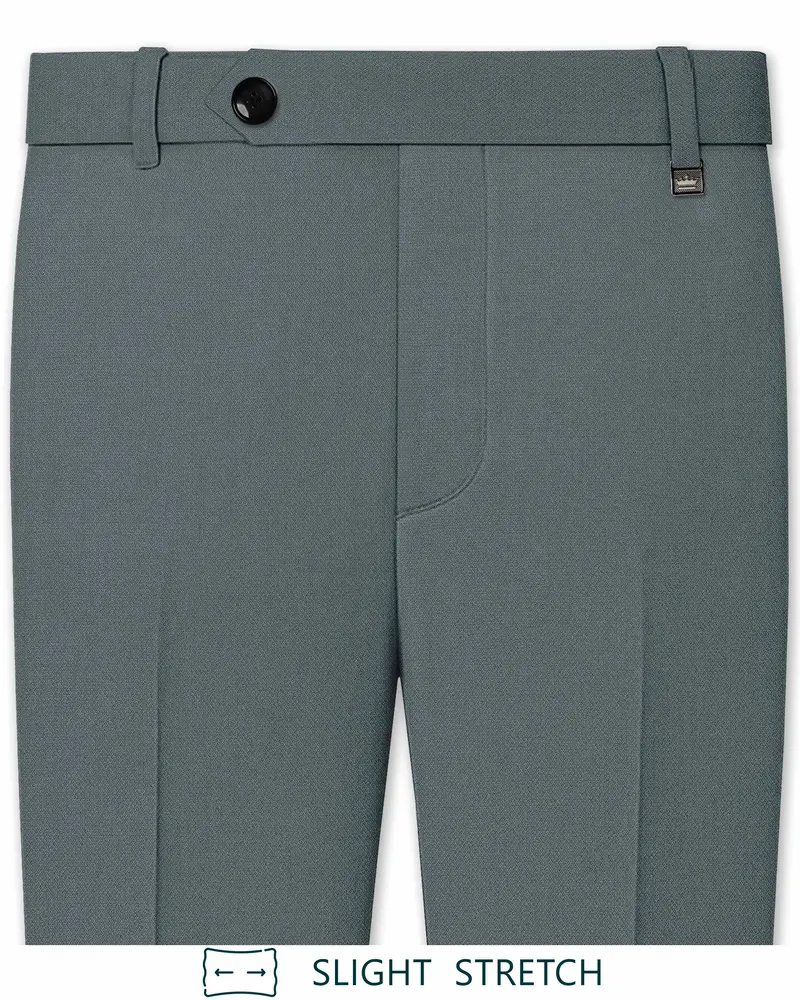 Aurelian-Scarpa Green Diamond Textured Wool Rich Slight Stretch Waistband Pant 1