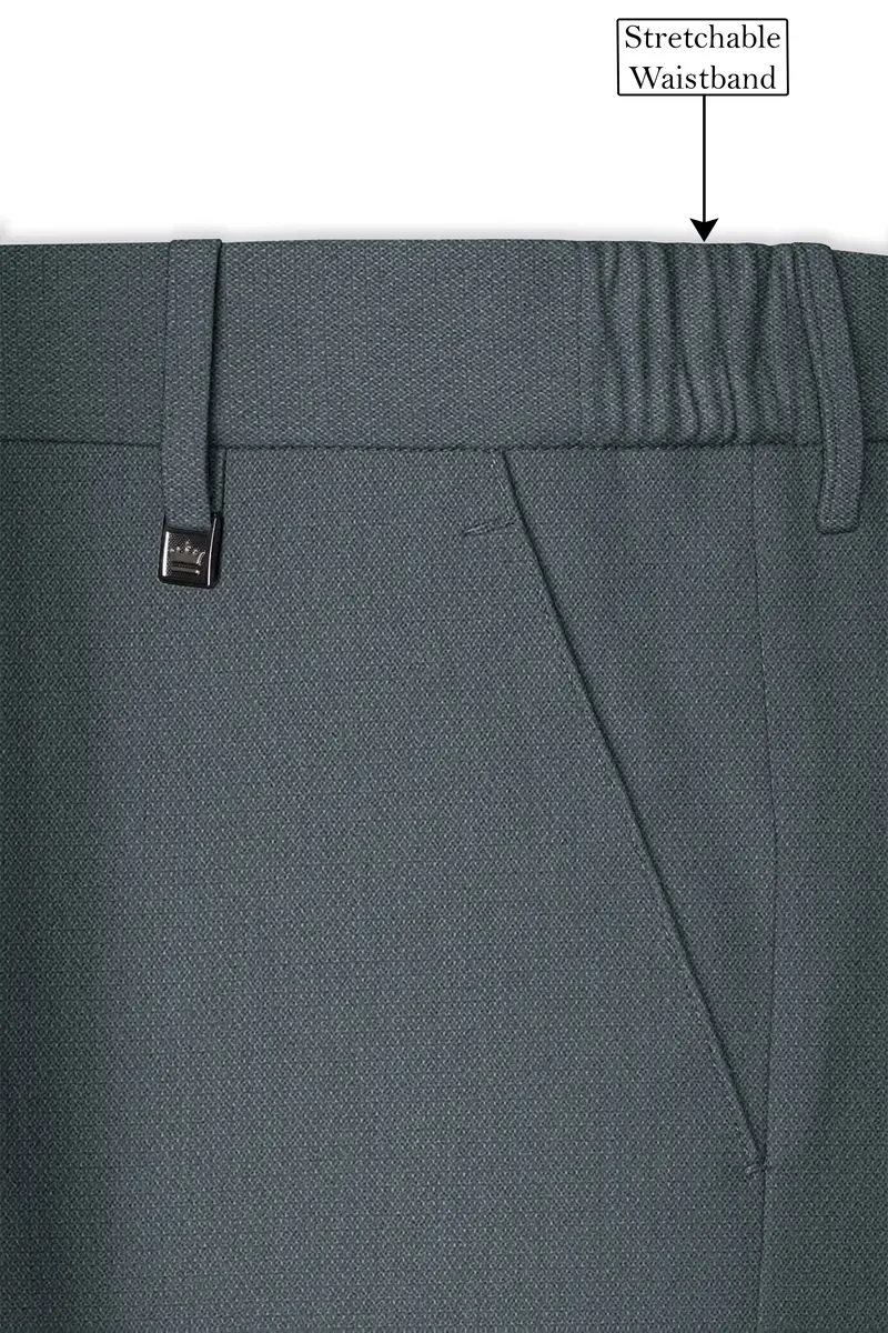 Aurelian-Scarpa Green Diamond Textured Wool Rich Slight Stretch Waistband Pant 6