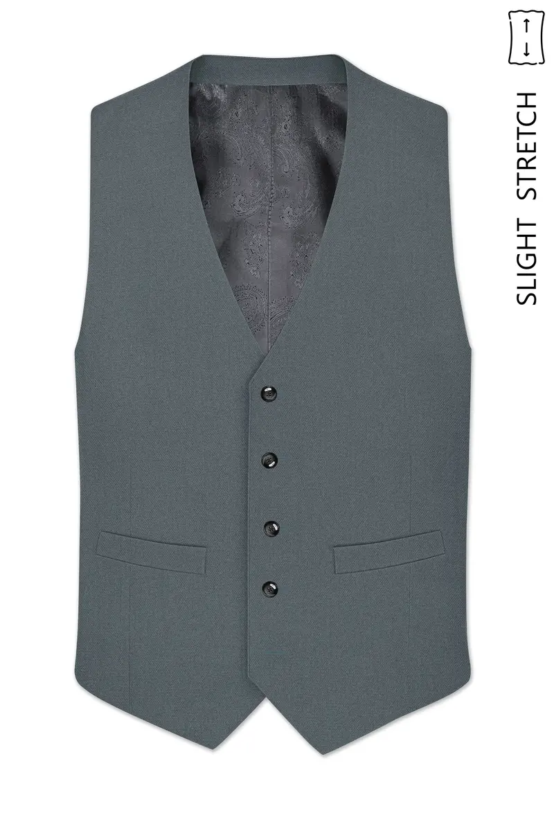 Aurelian-Scarpa Green Diamond Textured Wool Rich Slight Stretch Waistcoat 2