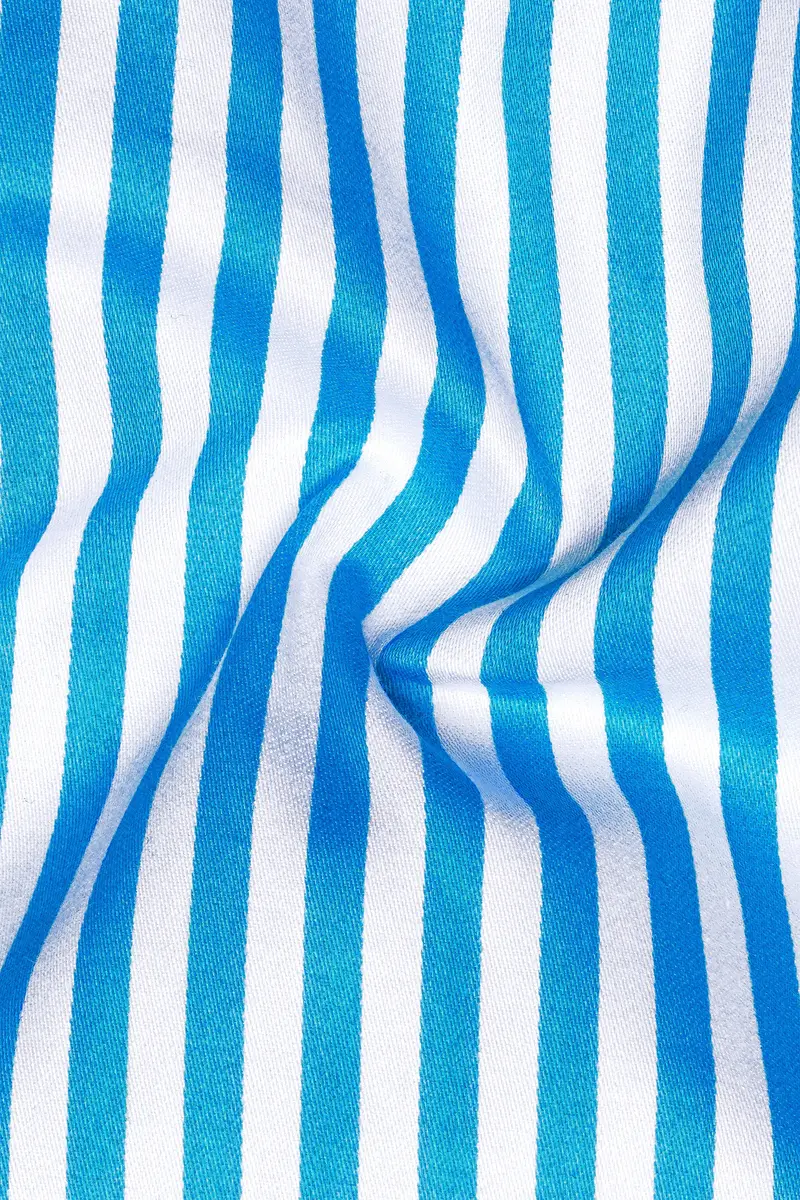 Aureline-Cerulean Blue And Bright White Candy Striped Subtle Sheen Super Soft Premium Cotton Dress Shirt 3