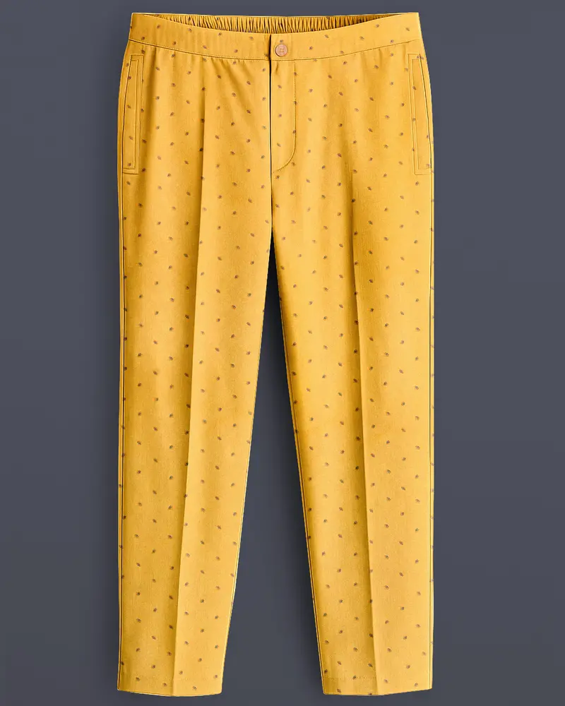 Aurelix-Saffron Yellow Printed Subtle Sheen Super Soft Premium Cotton Lounge Pant 1