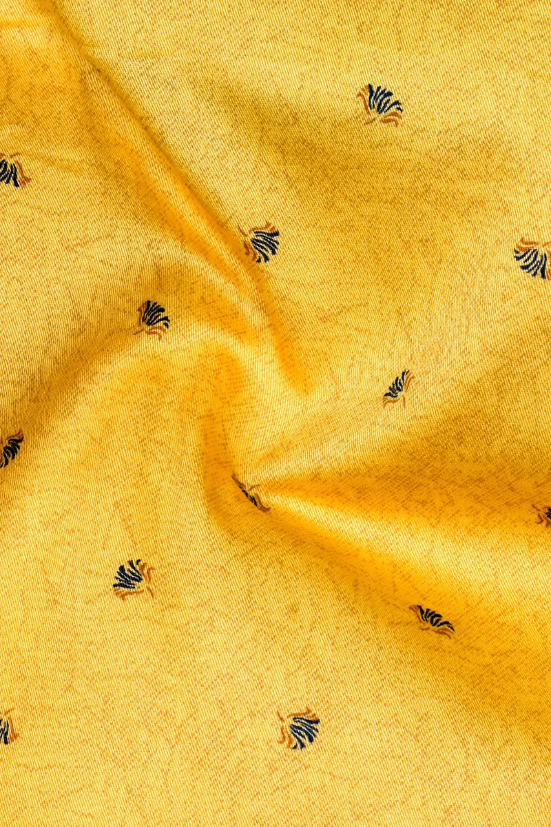 Aurelix-Saffron Yellow Printed Subtle Sheen Super Soft Premium Cotton Lounge Pant 3