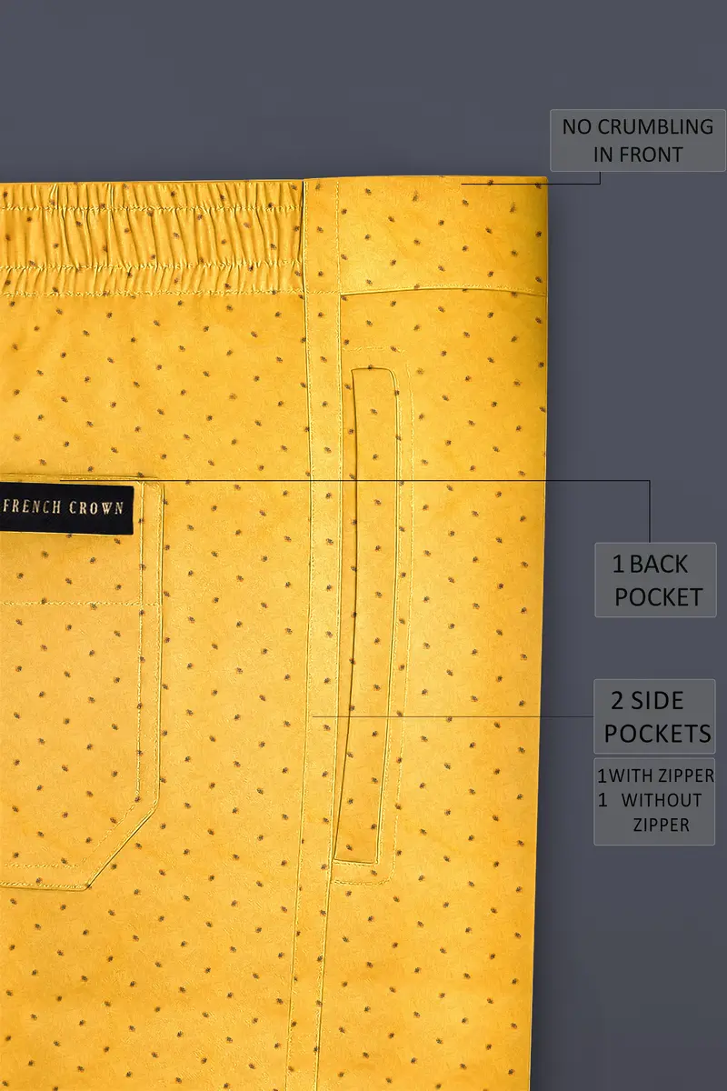 Aurelix-Saffron Yellow Printed Subtle Sheen Super Soft Premium Cotton Lounge Pant 6