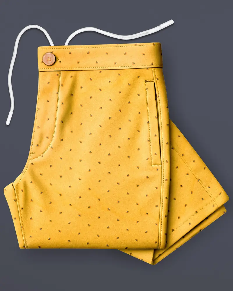 Aurelix-Saffron Yellow Printed Subtle Sheen Super Soft Premium Cotton Lounge Pant 7