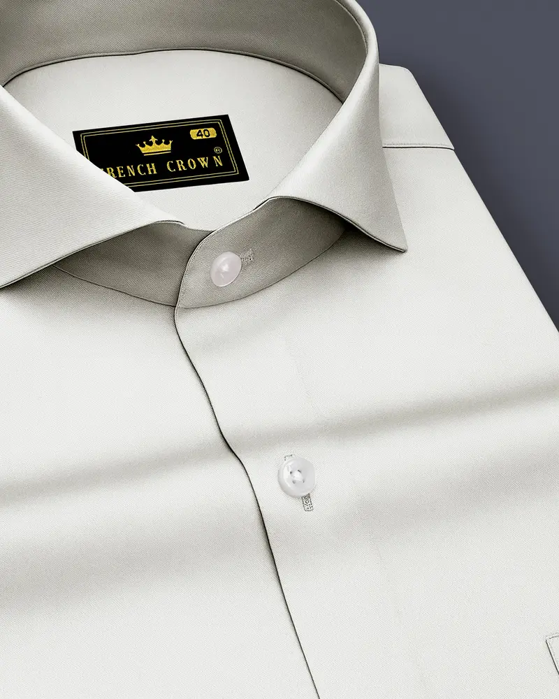 Aurequil-Quil Gray Subtle Sheen Super Soft Premium Cotton Cut Away Collar Dress Shirt 1