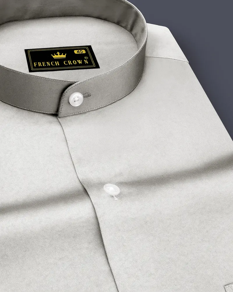 Aurequil-Quil Gray Subtle Sheen Super Soft Premium Cotton Mandarin Shirt 1