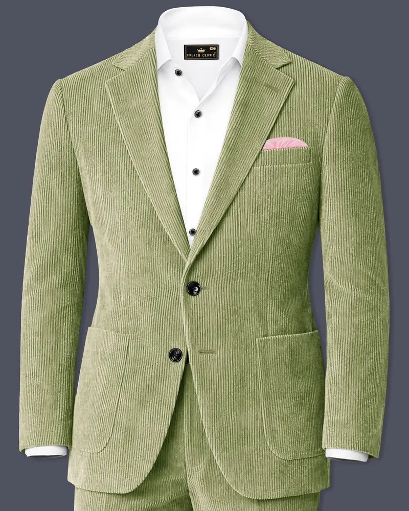 Aurethist-Thistle Green Corduroy Premium Single Breasted Sports Suit 1