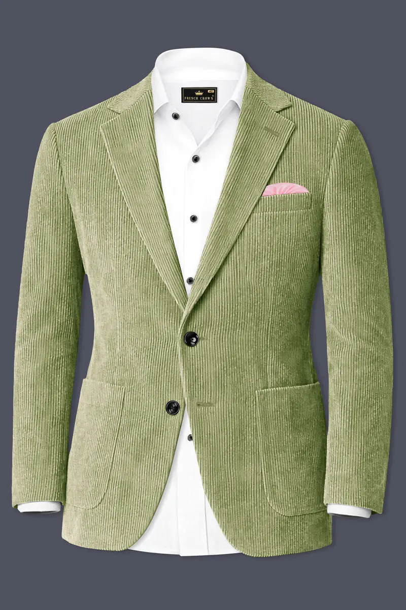 Aurethist-Thistle Green Corduroy Premium Single Breasted Sports Suit 10