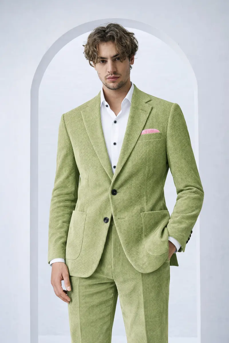 Aurethist-Thistle Green Corduroy Premium Single Breasted Sports Suit 11