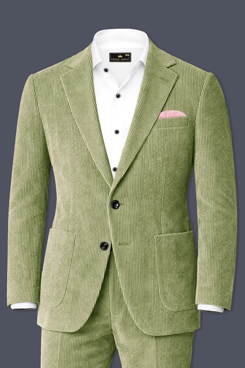 Aurethist-Thistle Green Corduroy Premium Single Breasted Sports Suit 2
