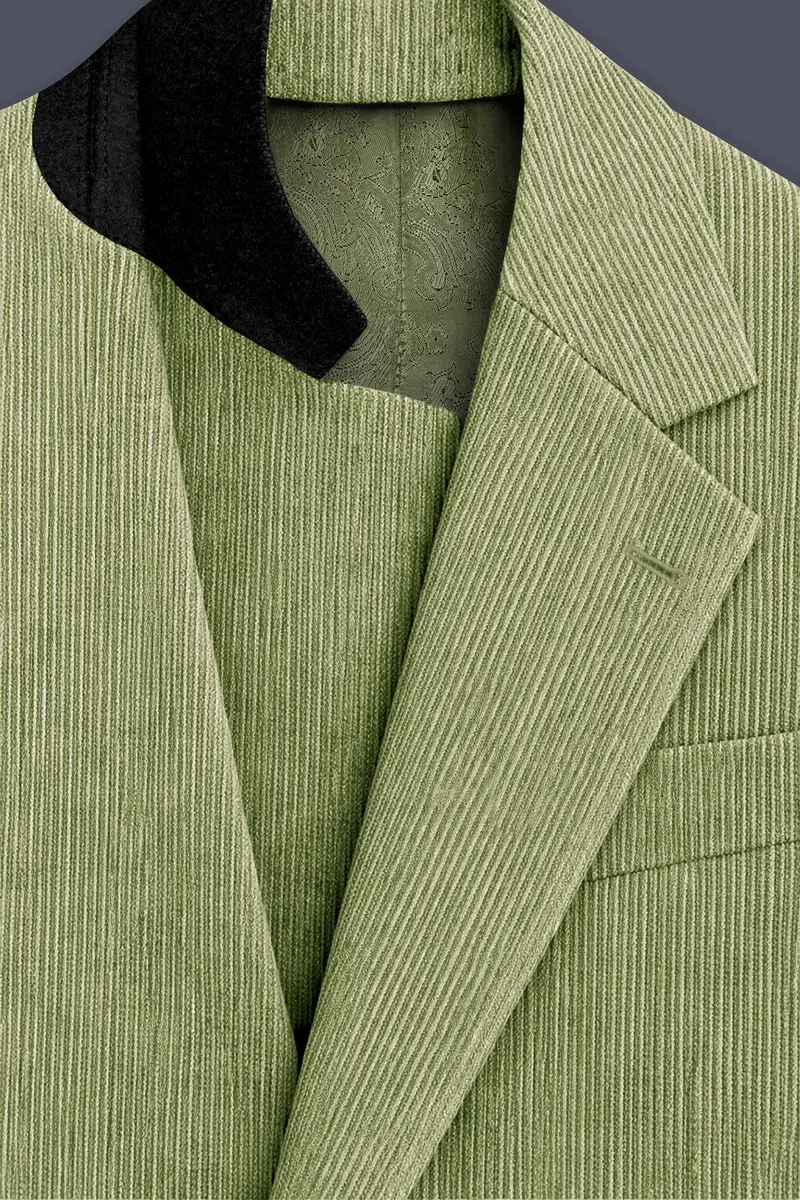 Aurethist-Thistle Green Corduroy Premium Single Breasted Sports Suit 5