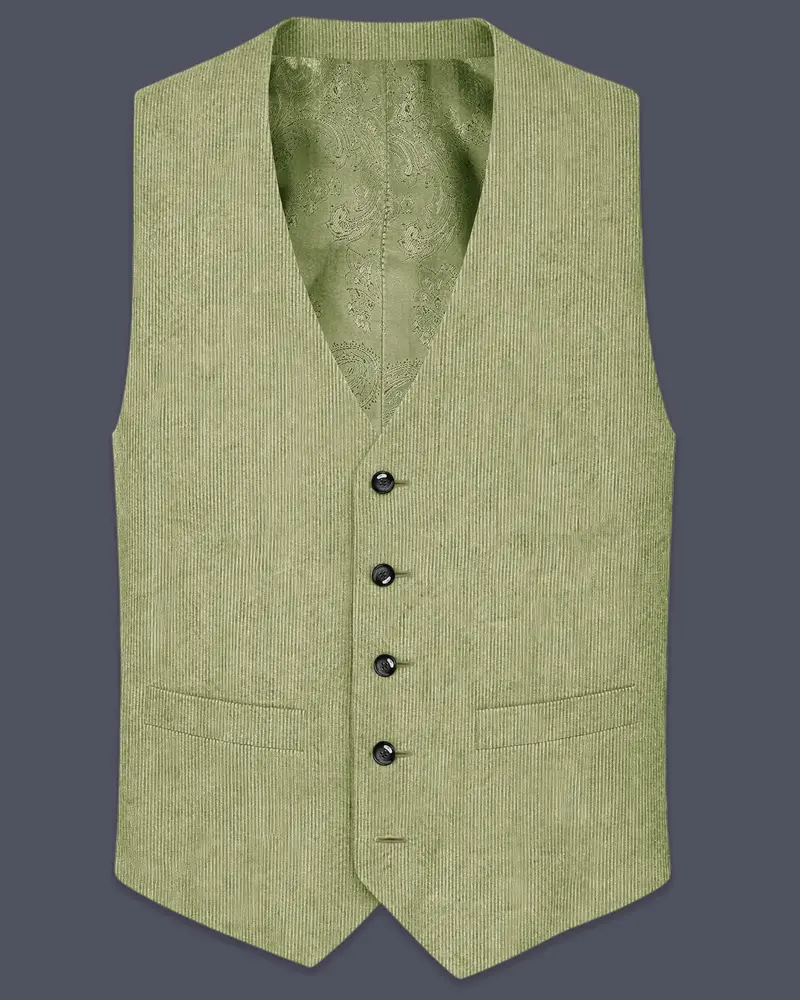 Aurethist-Thistle Green Corduroy Premium Waistcoat 1