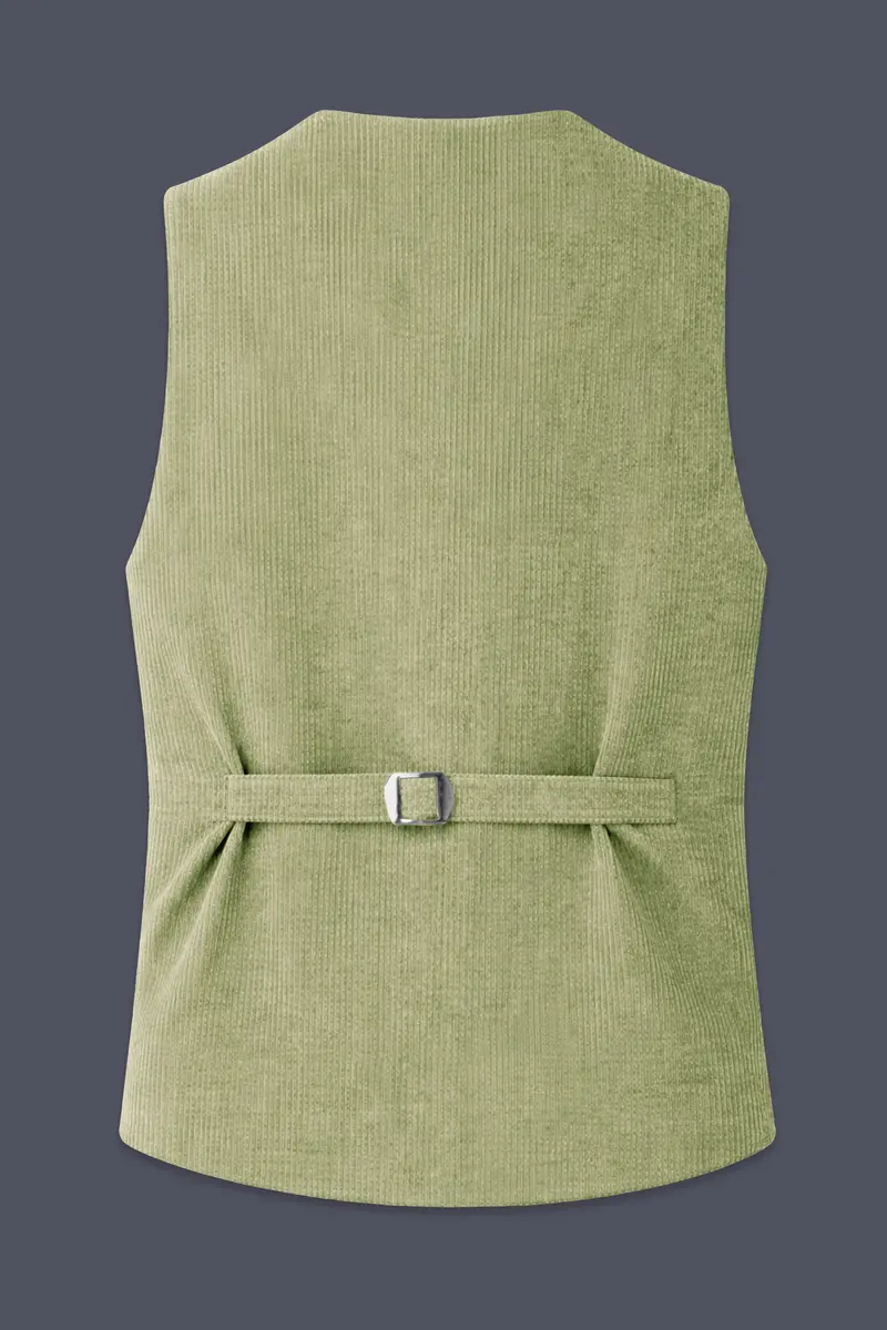 Aurethist-Thistle Green Corduroy Premium Waistcoat 4