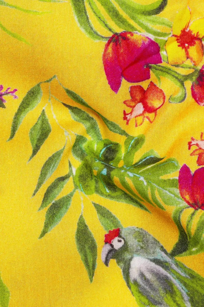Aurevia-Supernova Yellow And Mustard Green Floral Printed Light Weight Premium Giza Cotton Casual Shirt 3