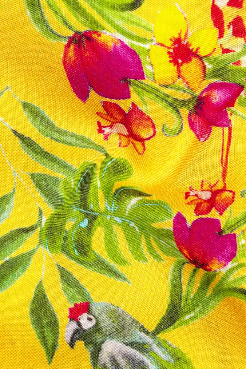 Aurevia-Supernova Yellow And Mustard Green Floral Printed Light Weight Premium Giza Cotton Casual Shirt 3