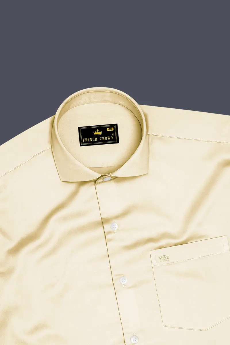 Aurewheat-Wheatfield Cream Subtle Sheen Super Soft Premium Cotton Cut Away Collar Dress Shirt 5