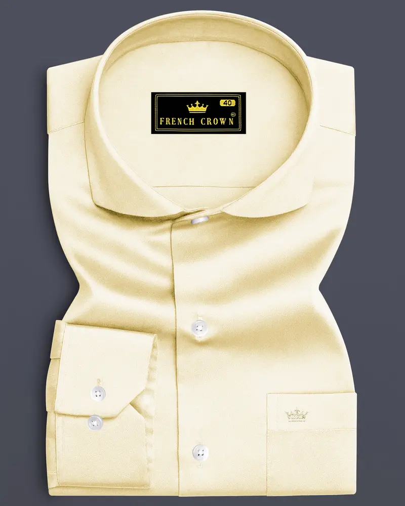Aurewheat-Wheatfield Cream Subtle Sheen Super Soft Premium Cotton Cut Away Collar Dress Shirt 6