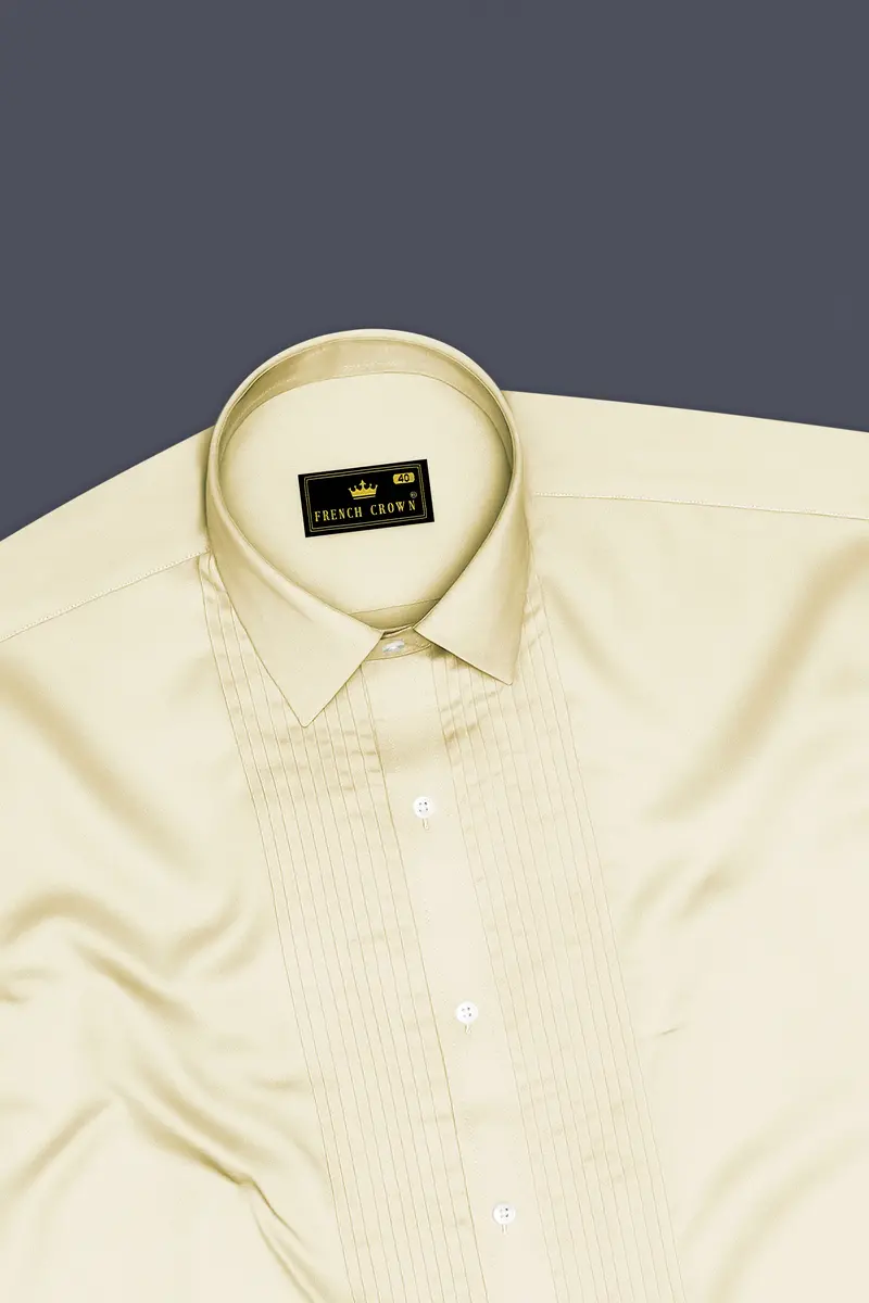 Aurewheat-Wheatfield Cream Subtle Sheen Super Soft Premium Cotton Tuxedo Shirt 5