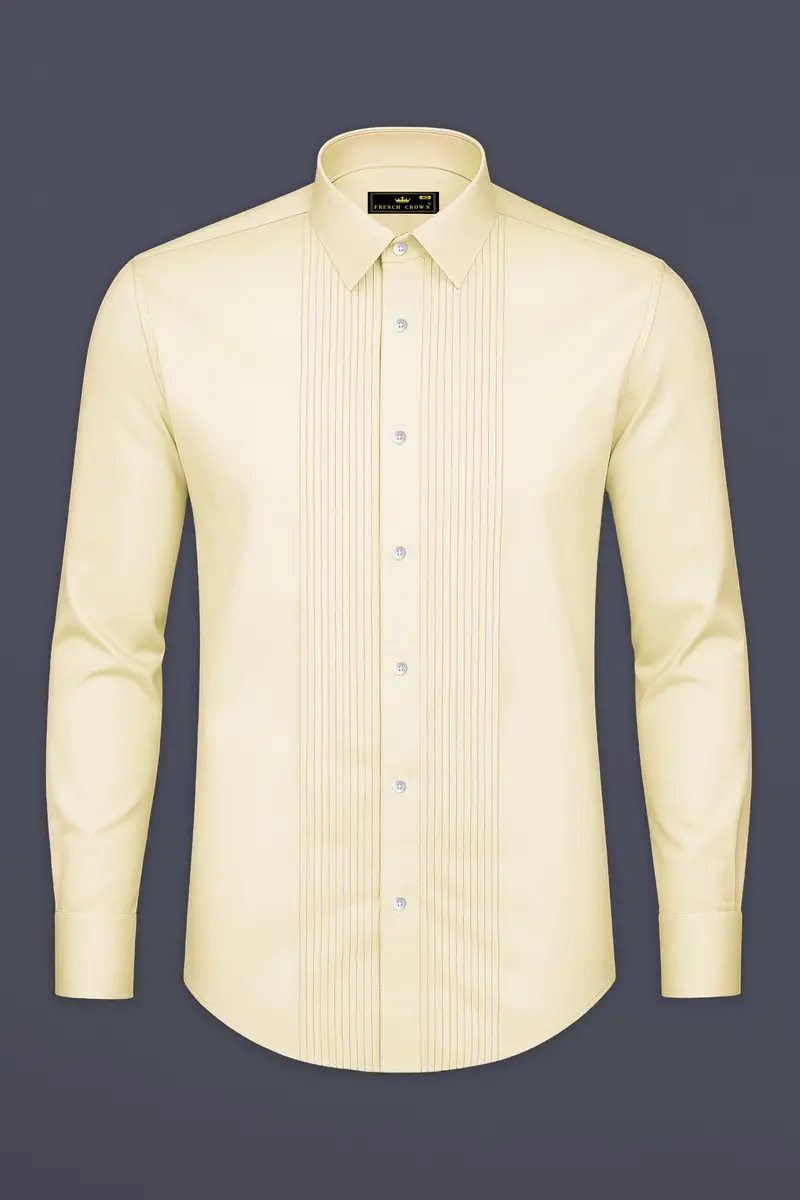 Aurewheat-Wheatfield Cream Subtle Sheen Super Soft Premium Cotton Tuxedo Shirt 6