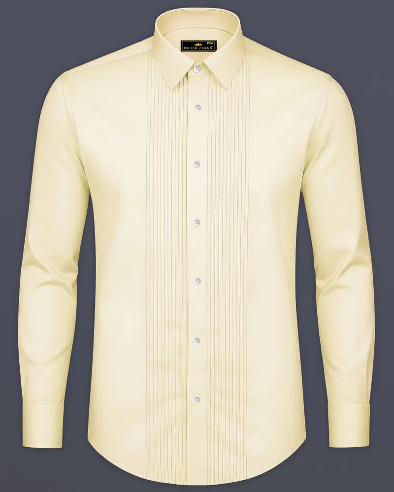Aurewheat-Wheatfield Cream Subtle Sheen Super Soft Premium Cotton Tuxedo Shirt 8